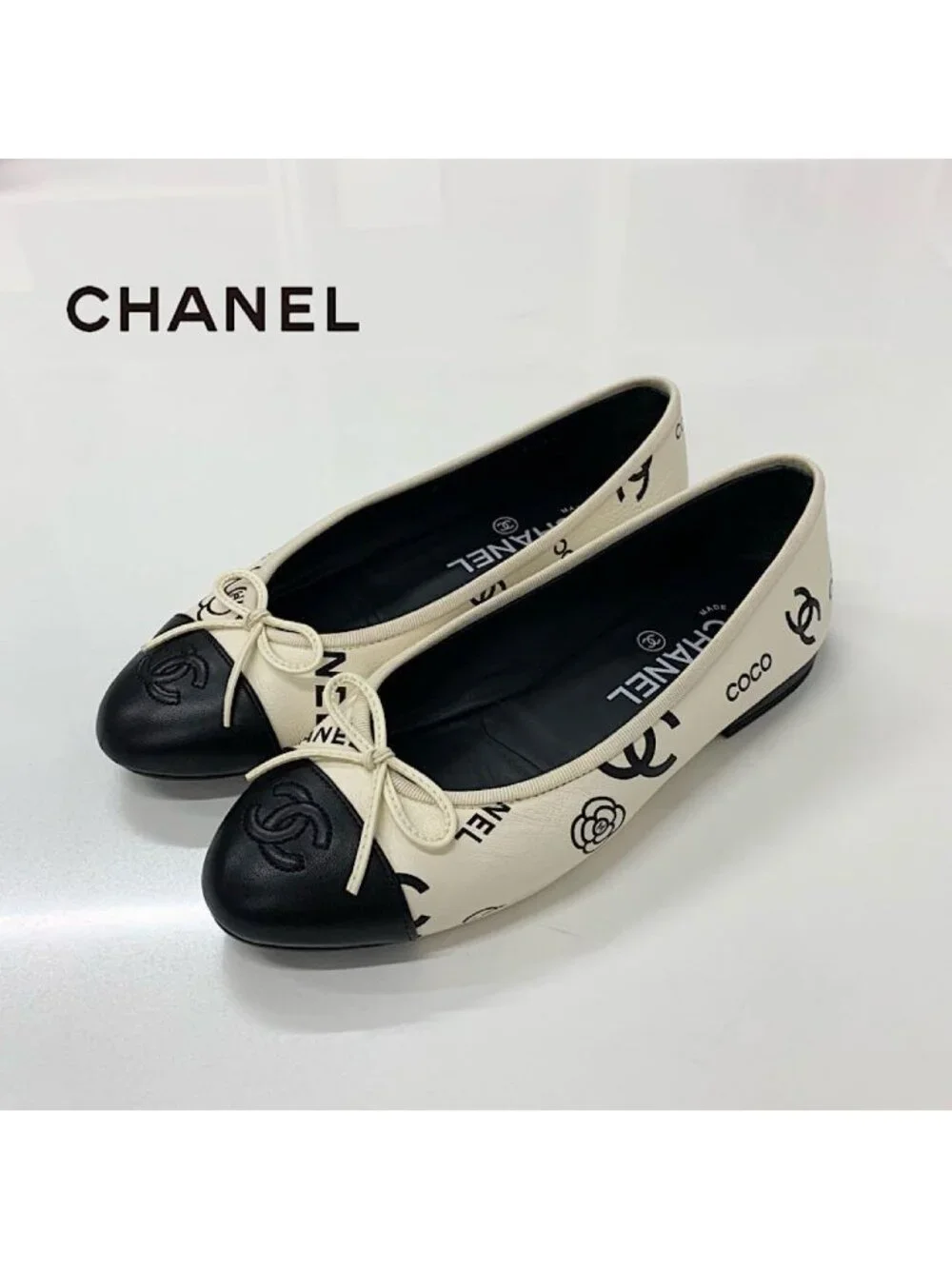 Chanel Ballerina Lambskin CC Logo Camellia Ballet Shoes